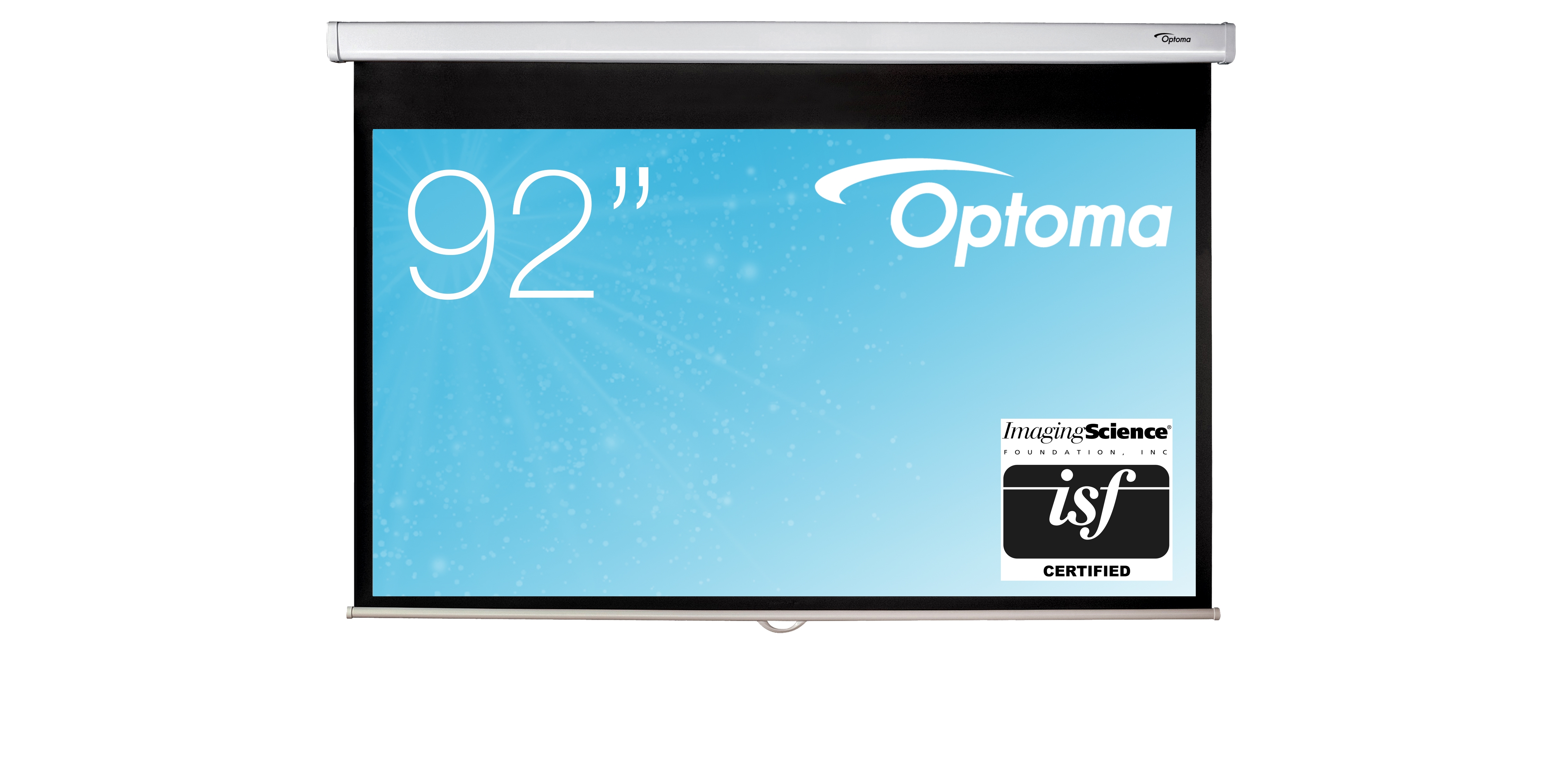Optoma ds-9092pwc 92-palčno ročno izvlečno projekcijsko platno sprednji pogled